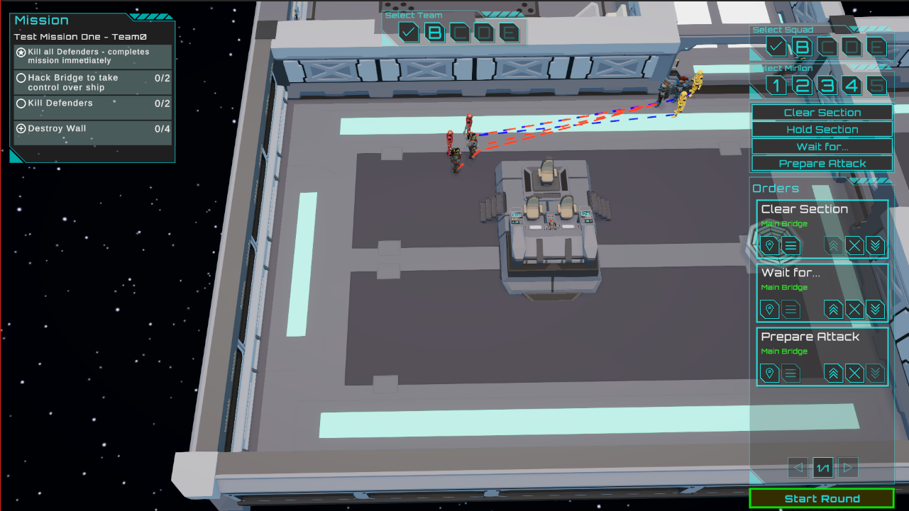 Boarding Party strategic view showing squad positions and queued order paths.